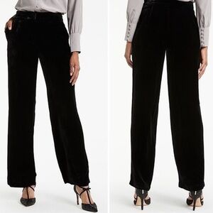 BODEN Black Silk Velvet Belted Wide Leg Trousers Size 8